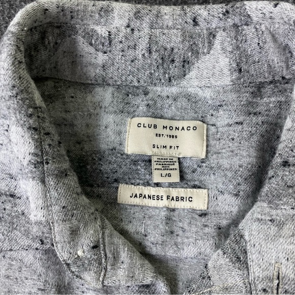 Club Monaco Camo Slim Fit Japanese Fabric Button
Up Shirt Men’s Size Large. - Picture 3 of 9